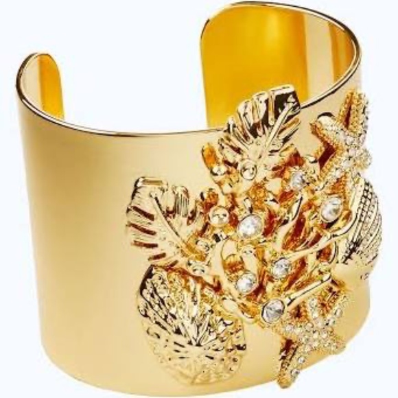 Lilly Pulitzer Gold Metallic Beach Comber Shell Cuff - Picture 1 of 7